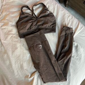 Gymshark Brown Leggings and Sports Bra Set